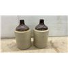 Image 2 : Pair of Antique Two-Tone Stoneware Finger Jugs With Brown Glazed Tops