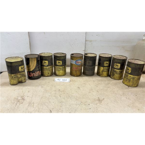 Vintage John Deere Torq-Gard Supreme, Esso Extra, and Uniflo Engine Oil Cans, 1 Quart