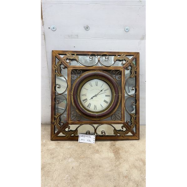 London Clock Company Ornate Square Wall Clock with Mirrored Panels and Roman Numerals