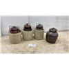 Image 1 : Antique Two-Tone Stoneware Preserve Crocks With Wire Bail Lids