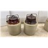 Image 3 : Antique Two-Tone Stoneware Preserve Crocks With Wire Bail Lids