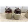 Image 5 : Antique Two-Tone Stoneware Preserve Crocks With Wire Bail Lids