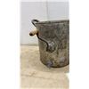 Image 4 : Vintage Galvanized Metal Hand-Crank Butter Churn with Lid, Side Handles, and Bottom Spigot