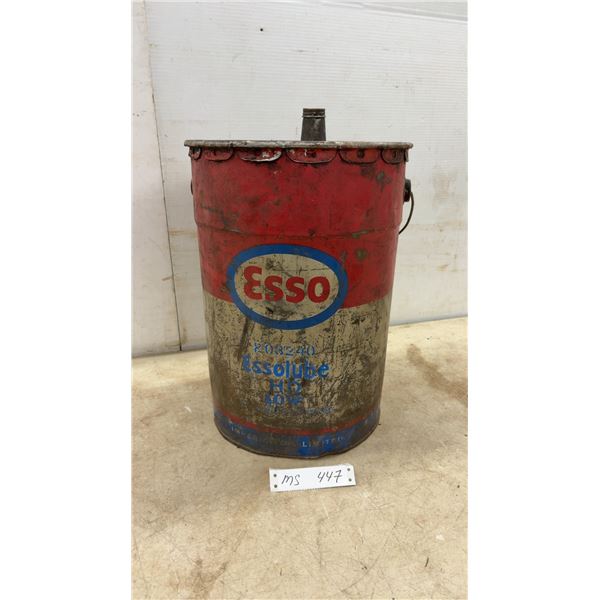 Vintage Esso Essolube HD 10W Motor Oil Pail, 5 Gallon, Imperial Oil Limited Canada