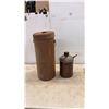 Image 2 : Vintage Metal Liquid Dispenser with Spigot and Sight Glass and Can with Pouring Spout