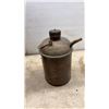 Image 3 : Vintage Metal Liquid Dispenser with Spigot and Sight Glass and Can with Pouring Spout