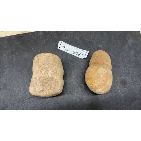 Prehistoric Stone Tools, Grooved Maul and Hammerstone or Pestle