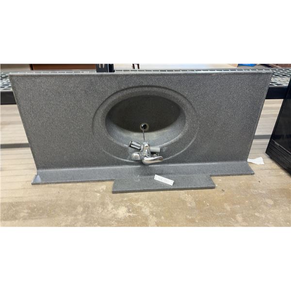 Gray Marble-Style Vanity with Integrated Sink and Moen Faucet, 48 × 22”