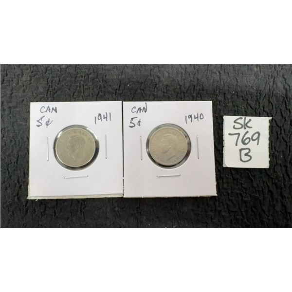 2 Vintage Canada 5¢ Coins 1940-41