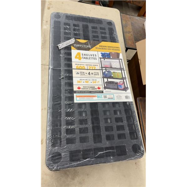 New TuffStore by Accent 4-Shelf Resin Shelving Unit, 36” x 18” x 54 1/2”, 600 Pound Capacity