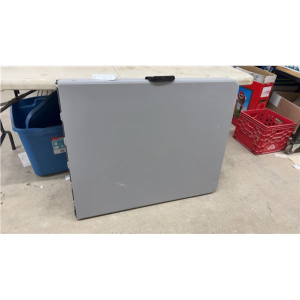 Portable Bi-Fold Plastic Folding Table with Metal Frame, 72 × 29”