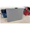Image 1 : Portable Bi-Fold Plastic Folding Table with Metal Frame, 72 × 29”
