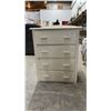 Image 1 : Vintage Painted Off-White Wooden Four-Drawer Dresser with Rectangular Wooden Pull Handles