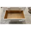 Image 4 : Vintage Painted Off-White Wooden Four-Drawer Dresser with Rectangular Wooden Pull Handles