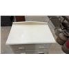 Image 6 : Vintage Painted Off-White Wooden Four-Drawer Dresser with Rectangular Wooden Pull Handles
