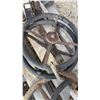 Image 7 : Pallet Lot of; Canadian Blower and Forge Co. Post Drill, 4 Vintage Steering Wheels