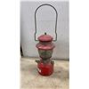 Image 2 : Two Vintage 1966 Coleman 200 Series Single-Mantle Red Lanterns, Glass is Broken in 1 Lantern