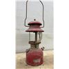 Image 5 : Two Vintage 1966 Coleman 200 Series Single-Mantle Red Lanterns, Glass is Broken in 1 Lantern