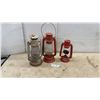 Image 1 : 3 Vintage Beacon Cold Blast Kerosene Lanterns, 1 Lantern Glass Cracked and 1 Missing