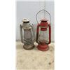 Image 2 : 3 Vintage Beacon Cold Blast Kerosene Lanterns, 1 Lantern Glass Cracked and 1 Missing