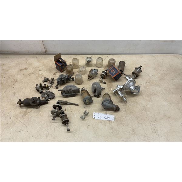 Vintage AC Fuel Pumps, Glass Sediment Bowls, Brass Fittings