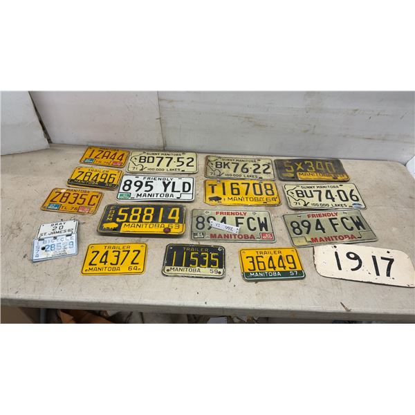 Manitoba License Plates, Passenger, Trailer, Bicycle and Farm