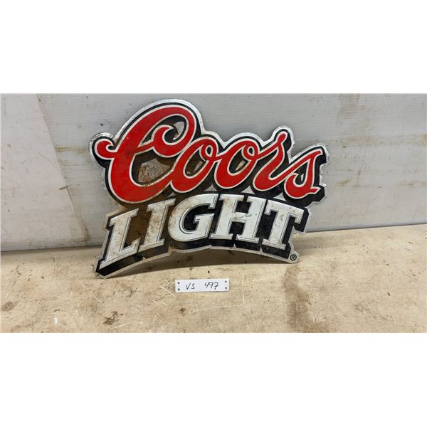 Coors Light Embossed Metal Cutout Advertising Sign, 14 × 20”