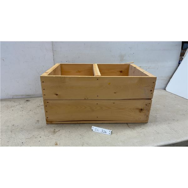 Wooden Two-Compartment Crate, 11 1/2 × 24 × 16”