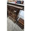 Image 3 : Traditional Dark Wood 5-Drawer Chest of Drawers 54”×38”×19” and 2-Drawer Nightstand With Brass