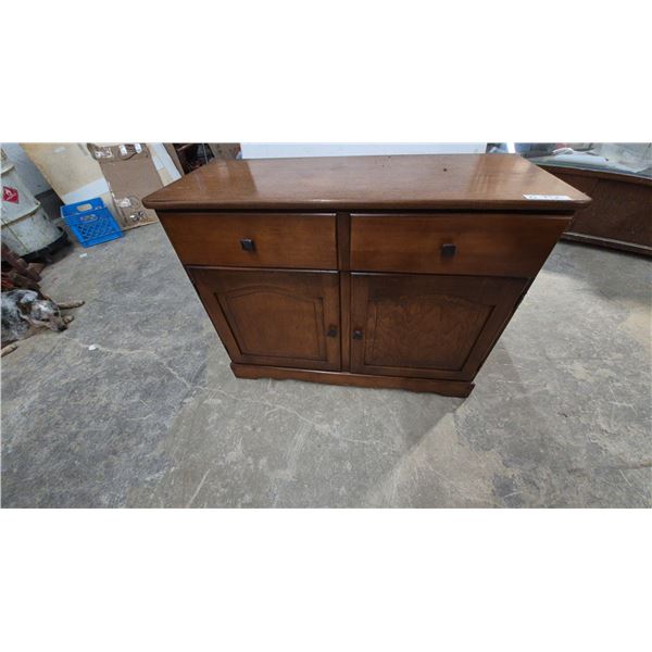 Wooden Sideboard Cabinet with Two Drawers and Two Arched Panel Doors. 32”×42”×17.6”