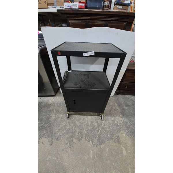 Black Heavy-Duty Metal AV Presentation Cart Cabinet with Casters