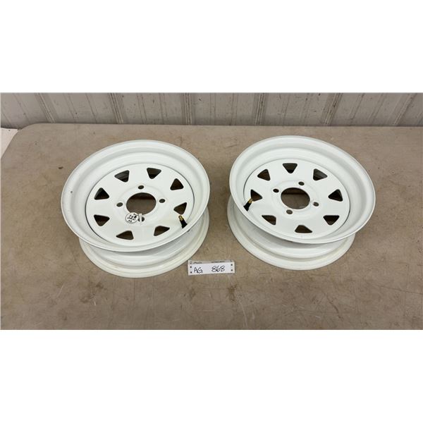 Pair of New 12” Trailer Tires - 4 Bolt Rims, fit 530-12 Tires