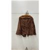 Image 4 : Vintage Brown Fur Jacket with Contrasting Collar and Satin Lining - Size Medium