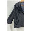 Image 2 : Vintage R. Santa Furs Winnipeg Black Fur Jacket with Blue Patterned Satin Lining - Size Medium
