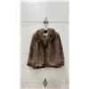 Image 1 : Vintage Brown Fur Jacket with Shawl Collar - SIze Medium