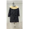 Image 6 : Vintage Black Fur Coat with Cream Mink Collar - Size Medium