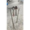 Image 1 : Garden Tools: Rake, 2 Shovels, and Pitchfork