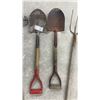 Image 2 : Garden Tools: Rake, 2 Shovels, and Pitchfork