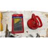 Image 6 : Mastercraft Poly Tool Box (Has Broken Latches) with Assorted Hand Tools, Drill Bits