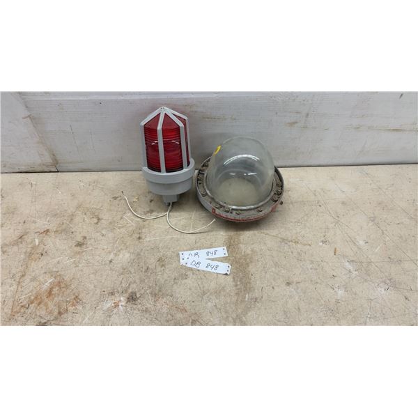 Killark Explosion-Proof Hazardous Location Light Fixture and Red Beacon Warning Light