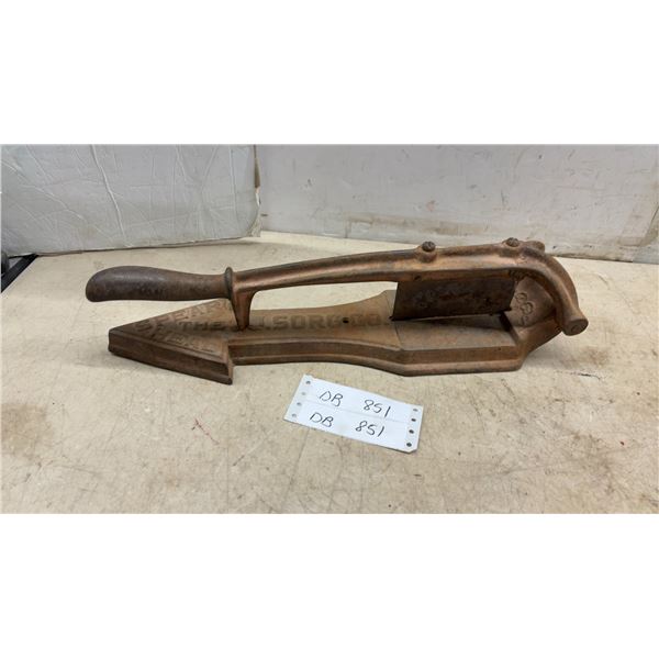 Antique Spear Head Tobacco Cutter by The P. J. Sorg Co., Cast Iron Plug Cutter