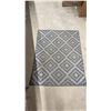 Image 3 : Three Rugs: Grey Geometric, 36 × 47” Floral Oval, 36 × 60” and Beige Striped Runner, 30 1/3 × 92”