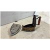 Image 2 : Antique Cast Iron Sad Iron with Wooden Handle and Rest, Spoon, Victoria Trap