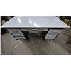 Image 1 : Mid-Century Metal Office Desk with Laminate Top and Five Drawers 30”×54”×30” tanker executive