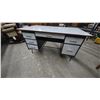 Image 4 : Mid-Century Metal Office Desk with Laminate Top and Five Drawers 30”×54”×30” tanker executive