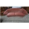 Image 1 : Mid century 1958-1965. Hotel regency Velvet Curved Two-Seater Sofa With Tufted Back and Braided