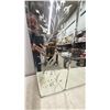 Image 3 : Vintage Three-Panel Beveled Tri-Fold Mirror With Etched Bird and Floral Design. 30”×60”