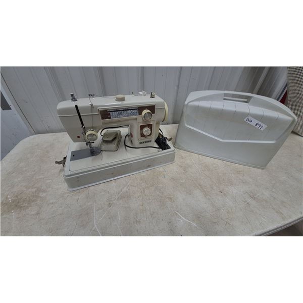 Vintage New Home Super Auto Sewing Machine with Hard Plastic Carrying Case