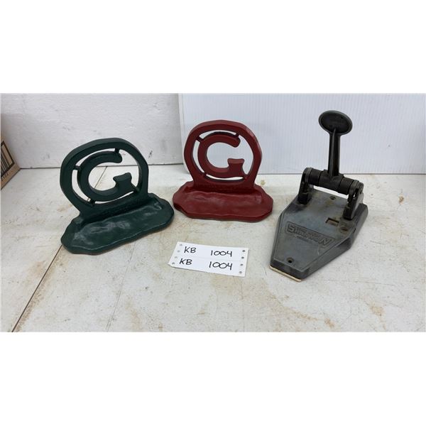 Grinnell Co. of Canada Ltd. Cast Iron Bookends 2, and The New Shannon Paper Punch