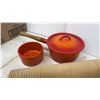 Image 2 : Sandland Ware Bowls, Cast Iron Pot, Wood Rolling Pin, and Vintage Iron